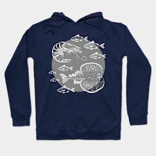 Sea Fishes - Hand Drawn - Grey Hoodie